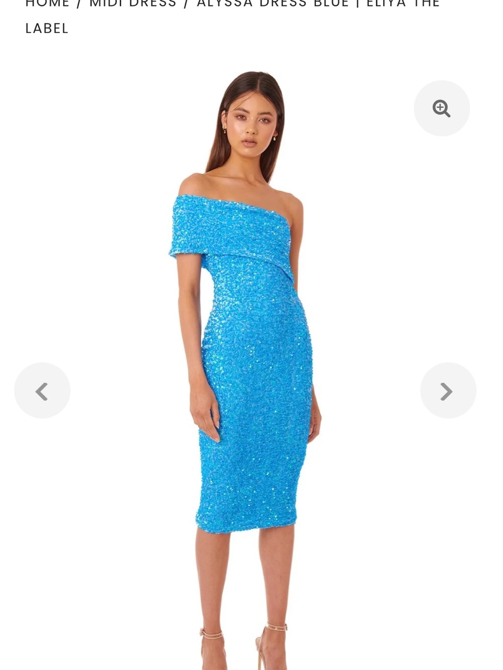 Eliya One-Shoulder Sequin Midi Dress in Bright Blue
